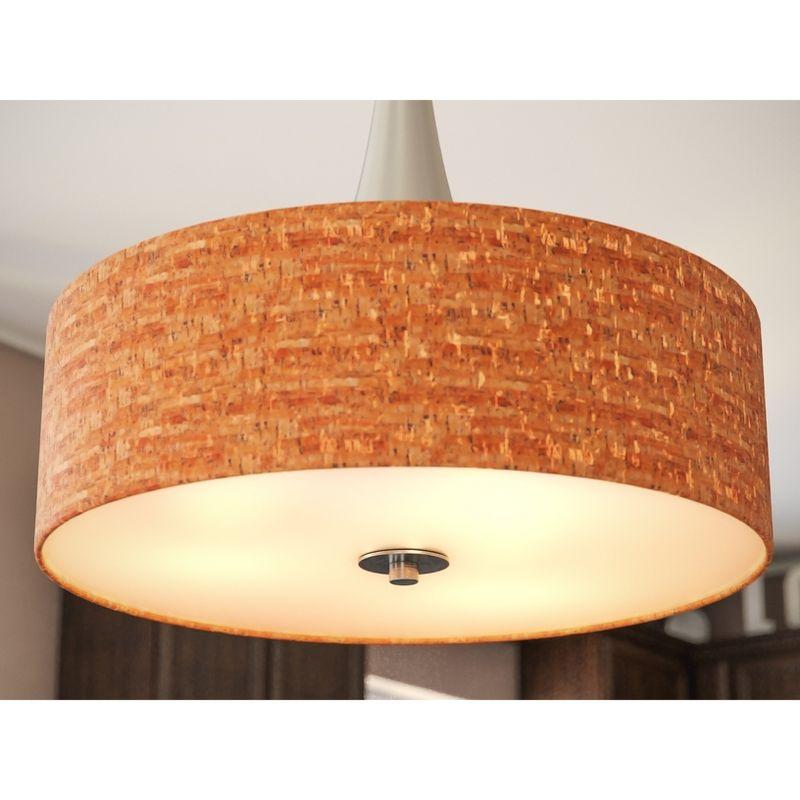 Bulletin Flared 22" Brushed Steel Pendant with Cork Shade