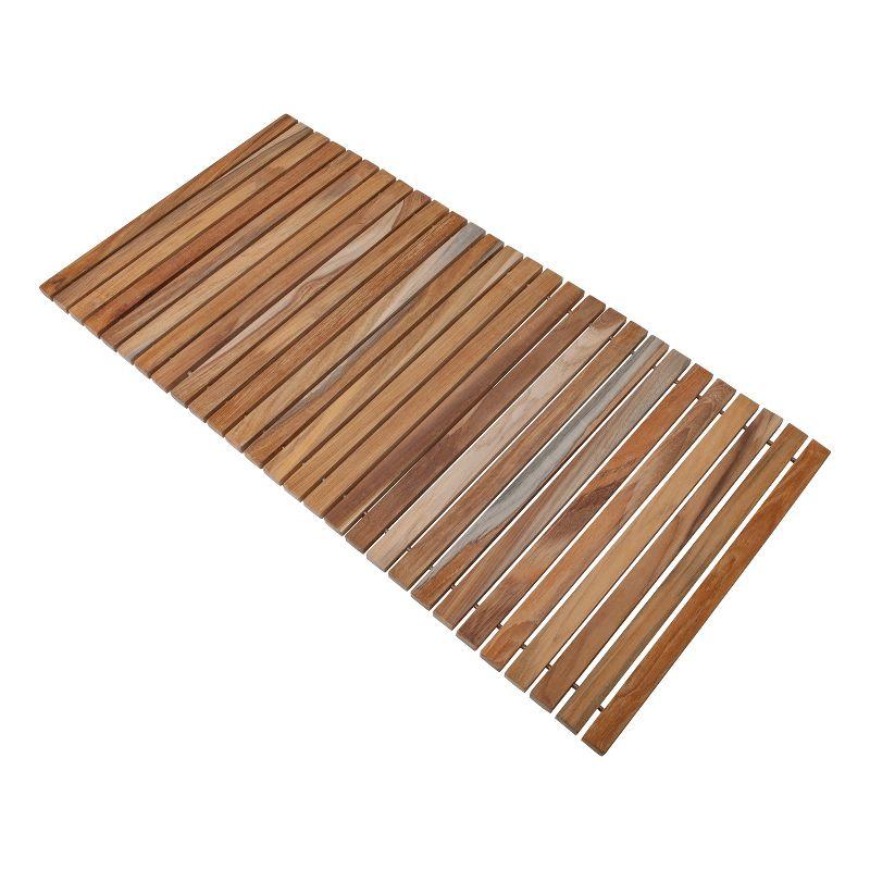 Nordic Teak 40" x 20" Natural Teak Shower and Bath String Mat - Beige