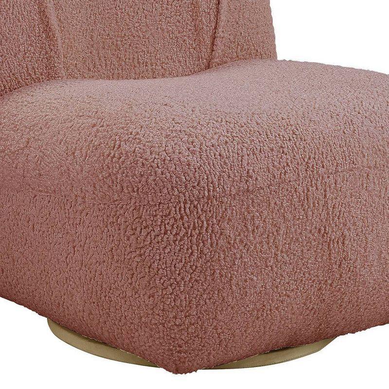 32" Yedaid Accent Chair Pink Teddy Faux Shearling - Acme Furniture: Swivel, Armless, Wood Composite Frame