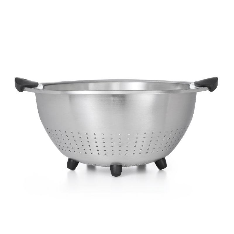 OXO 3Qt Stainless Steel Colander: Dishwasher-Safe Pasta Strainer, Light Silver, 9.6" Width, 3Qt Capacity