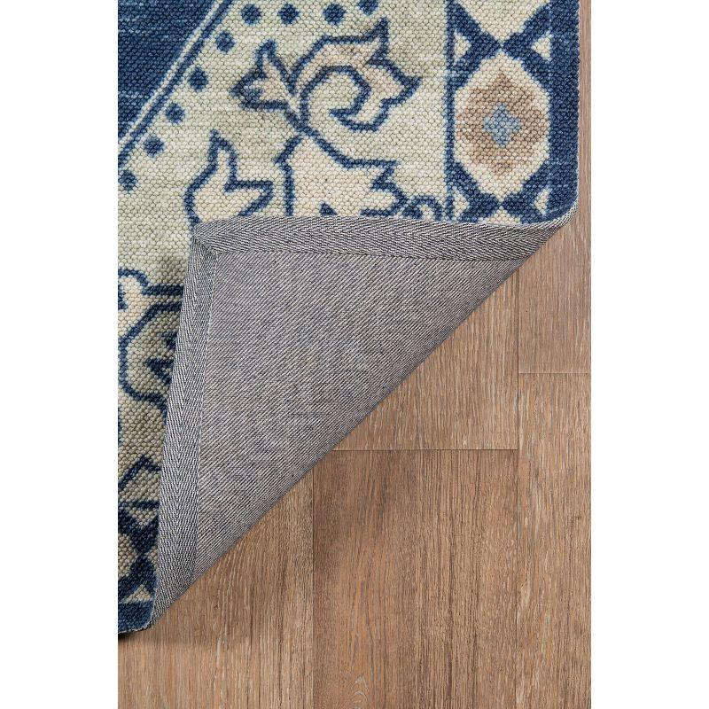 Momeni 7'9"x9'10" Anatolia Thoma Medallion Machine Loomed Area Rug Navy Blue: Wool & Nylon, Low Pile, Indoor Use