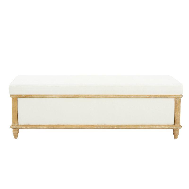 Christopher Knight Home Abilene Storage Ottoman - Beige: Linen Upholstered, Wood Frame, Rectangular Shape, 250lbs Capacity