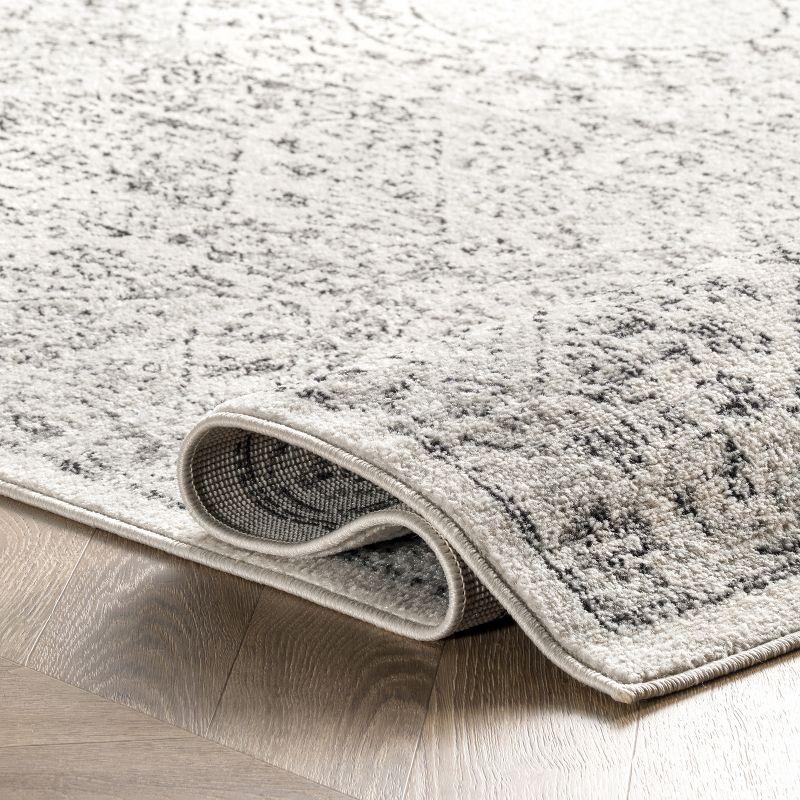 Elegant Distressed Gray 62" Square Synthetic Area Rug