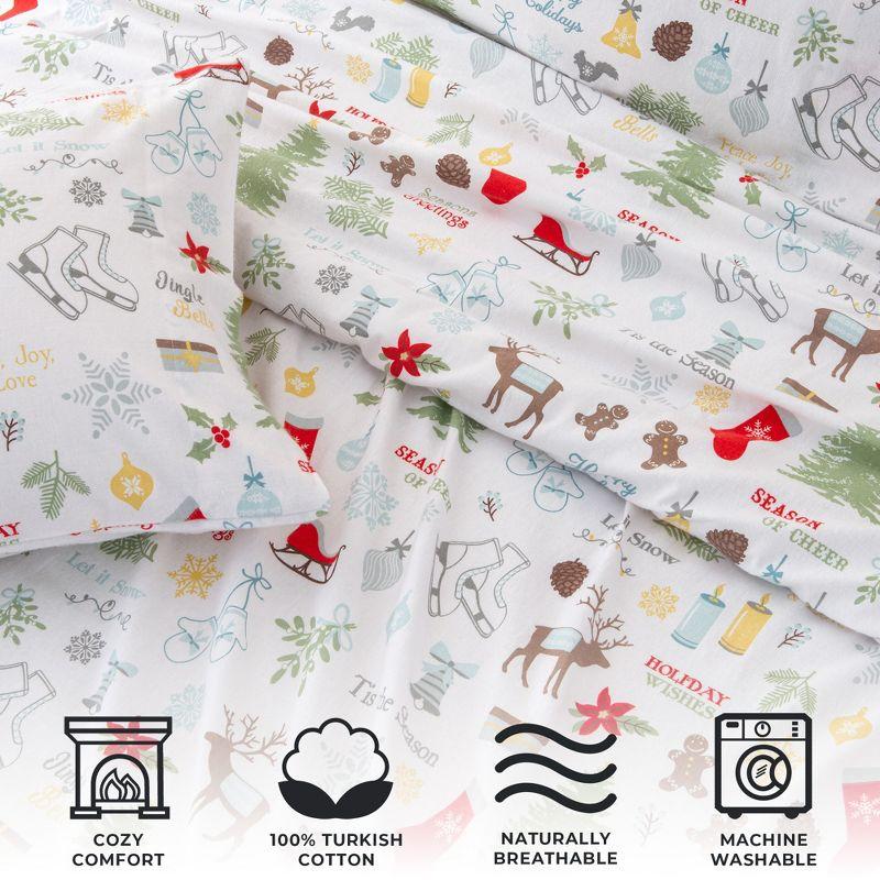 100% Cotton Holiday Flannel Sheet Set - Great Bay Home