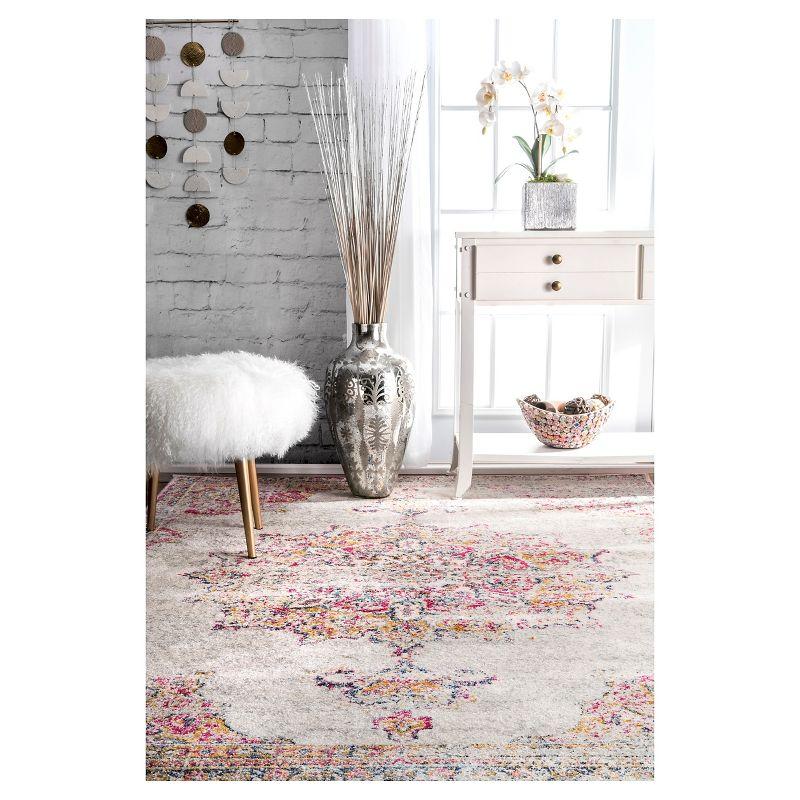 Pink Medallion 5' x 7' Synthetic Reversible Area Rug