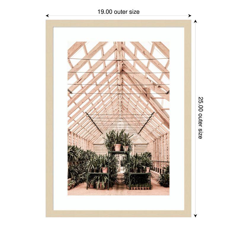 Natural Wood Framed Greenhouse Botanical Wall Art Print