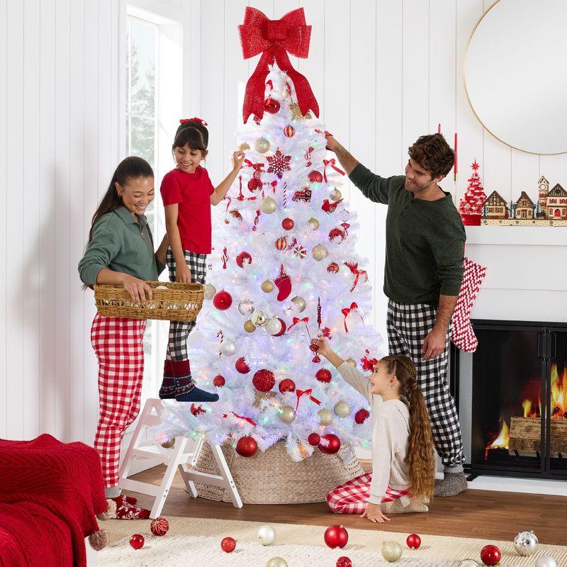 Best Choice Products 4.5ft Pre-Lit Premium Hinged Artificial White Christmas Pine Tree w/ 200 Multicolor Lights, Stand