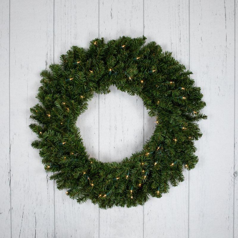 Northlight 30" Prelit Canadian Pine Artificial Christmas Wreath - Clear Lights