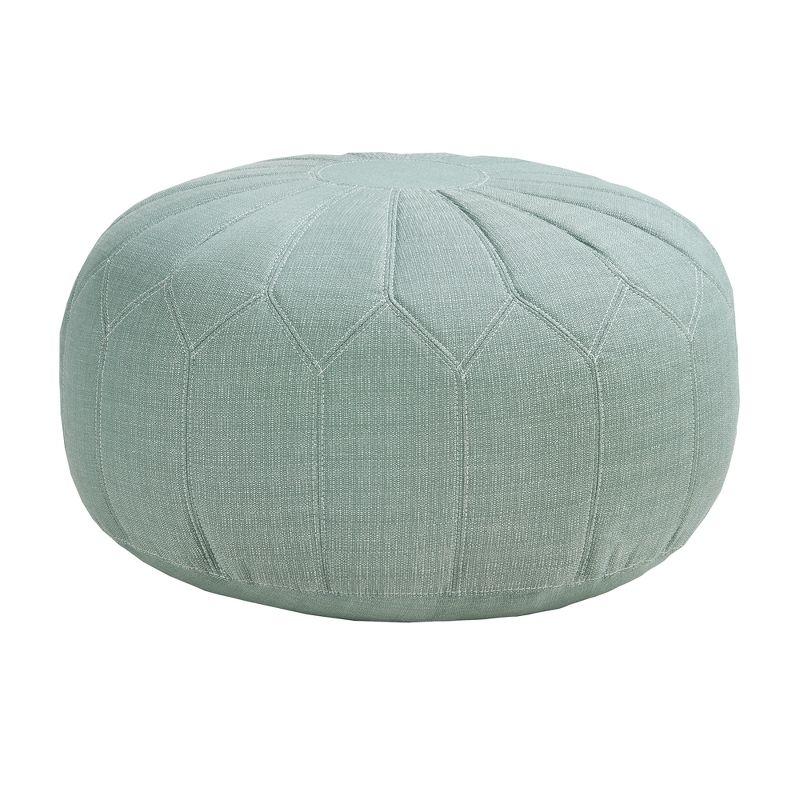 Seaweed Green Avery Oversized Round Pouf Ottoman with Polystyrene Beads