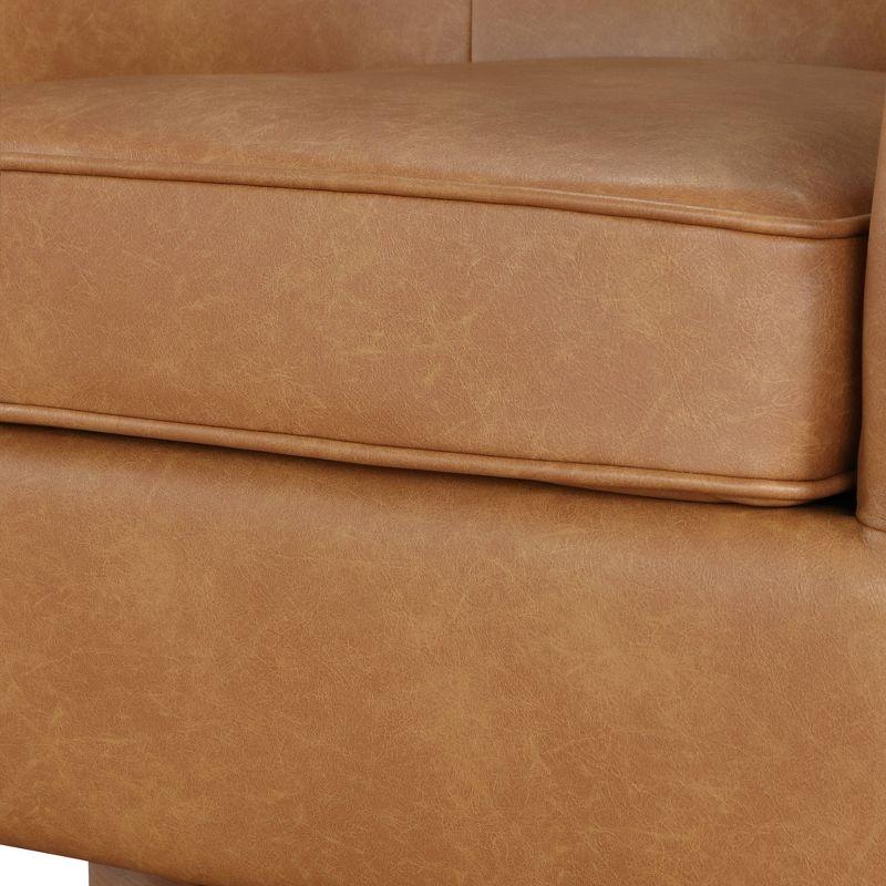 Comfort Pointe Irving Faux Leather Wood Base Barrel Swivel Accent Chair