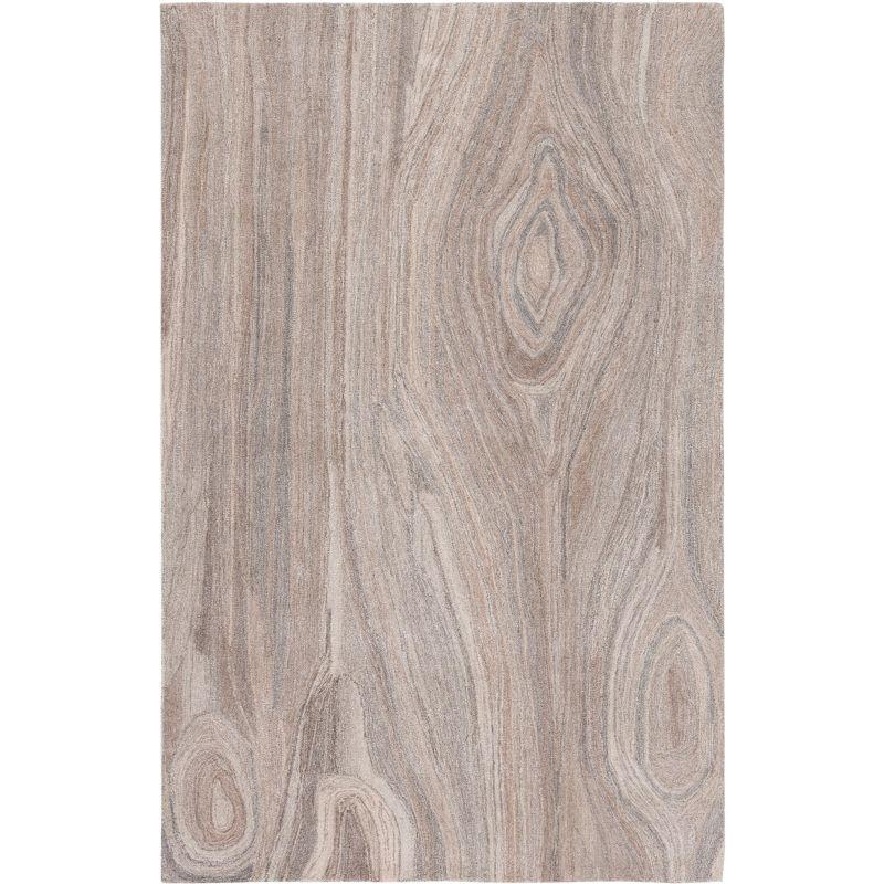 Beige and Grey Abstract Wool 6' x 9' Area Rug