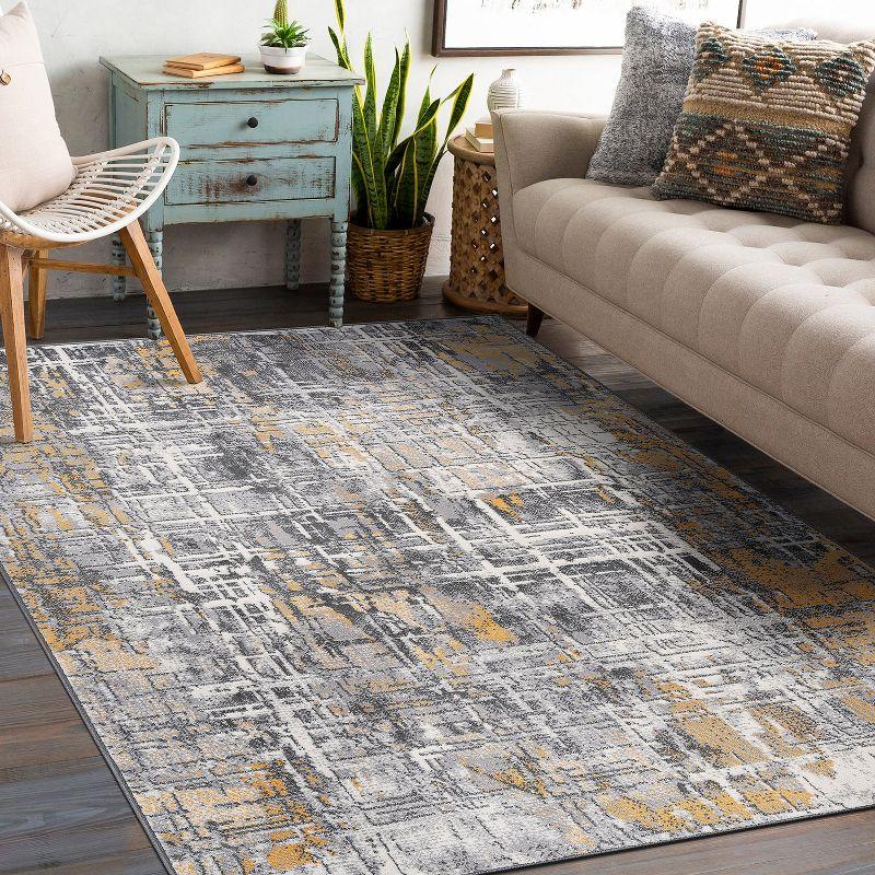 World Rug Gallery Distressed Abstract Stain Resistant Soft Area Rug