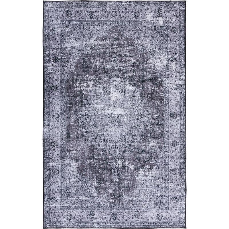 Tucson Black and Gray Synthetic Washable Area Rug