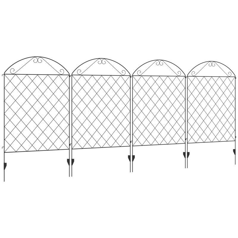 Garden Fence, 4 Pack Steel Fence Panels, 11.5' L x 43" H,for Yard, Landscape, Patio