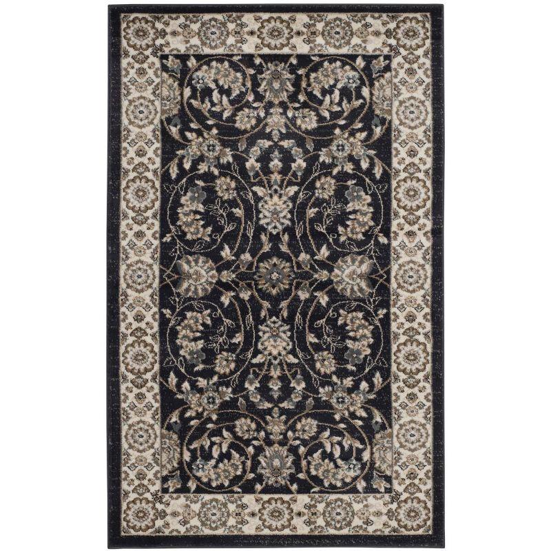 Lyndhurst LNH340 Power Loomed Accent Rug - Anthracite/Cream - 3'3"x5'3" - Safavieh