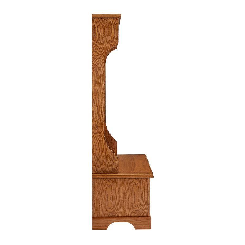 Campbell Hall Tree Oak - Crosley: Spacious Bench, 4 Double Hooks, Shoe Storage