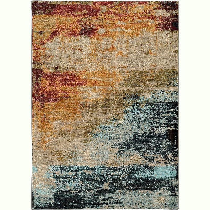 Sedona Multicolor Abstract Nylon Area Rug, 1'10" x 3'