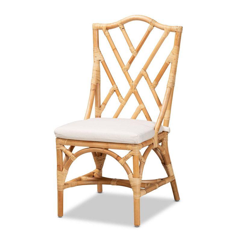 Sonia Handcrafted Rattan and Cane Natural White Chair