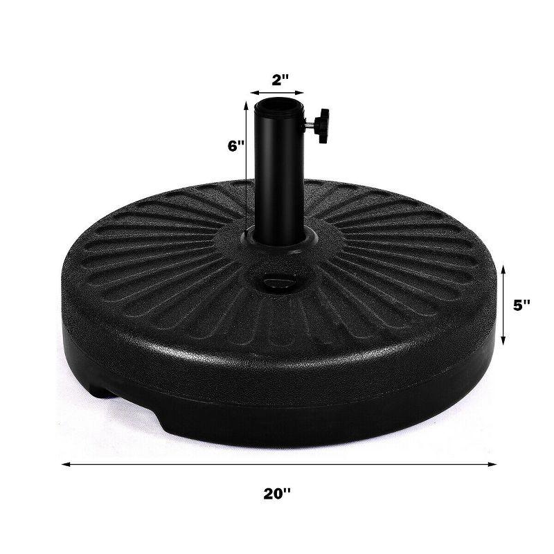 Costway 20'' Round 23L Water Filled Umbrella Base Stand Self-filled Patio Furniture Black