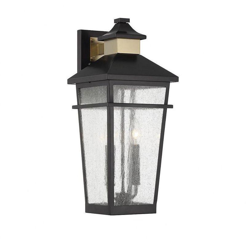 Kingsley Matte Black and Brass 2-Light Outdoor Lantern