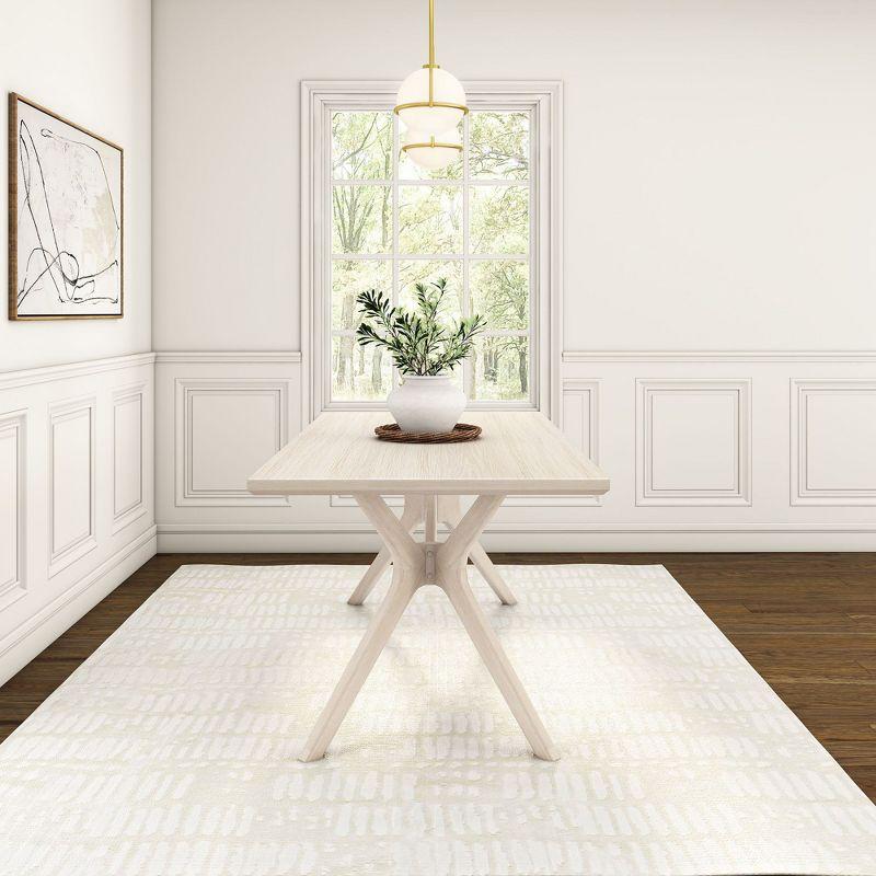 Plank+Beam 72" Verso Rectangular Dining Table for 6, Solid Wood Cross Leg Kitchen Table, White Sand