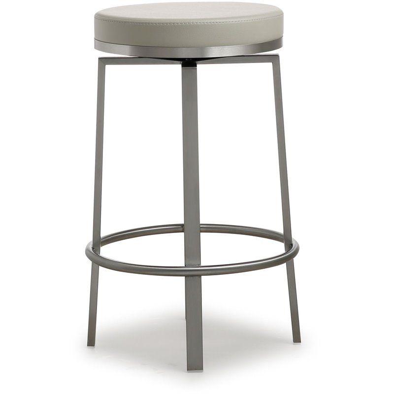 TOV Furniture Pratt 26" Swivel Fabric Counter Stools in Gray (Set of 2)