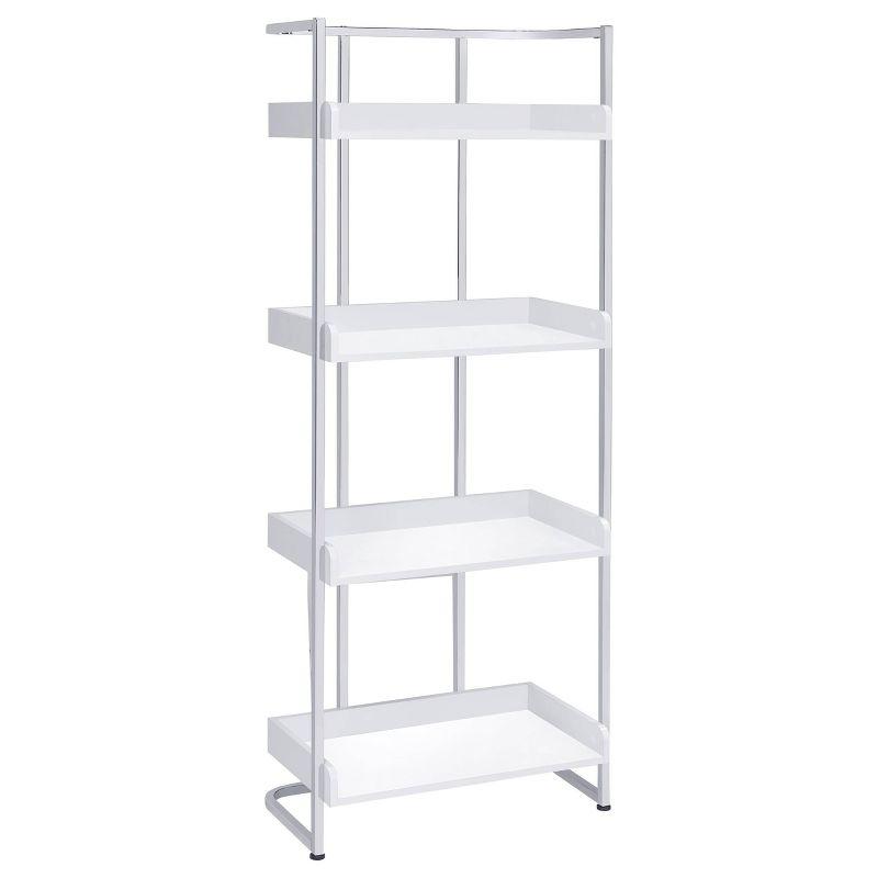67.5" Ember 4 Shelf Bookcase White High Gloss - Coaster: Laminated, Modern Style, Includes Anti-Tip Hardware