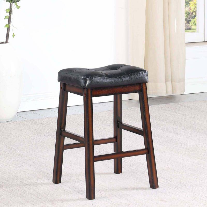 Coaster Set of 2 Donald Transitional Upholstered Counter Height Barstools Black/Cappuccino