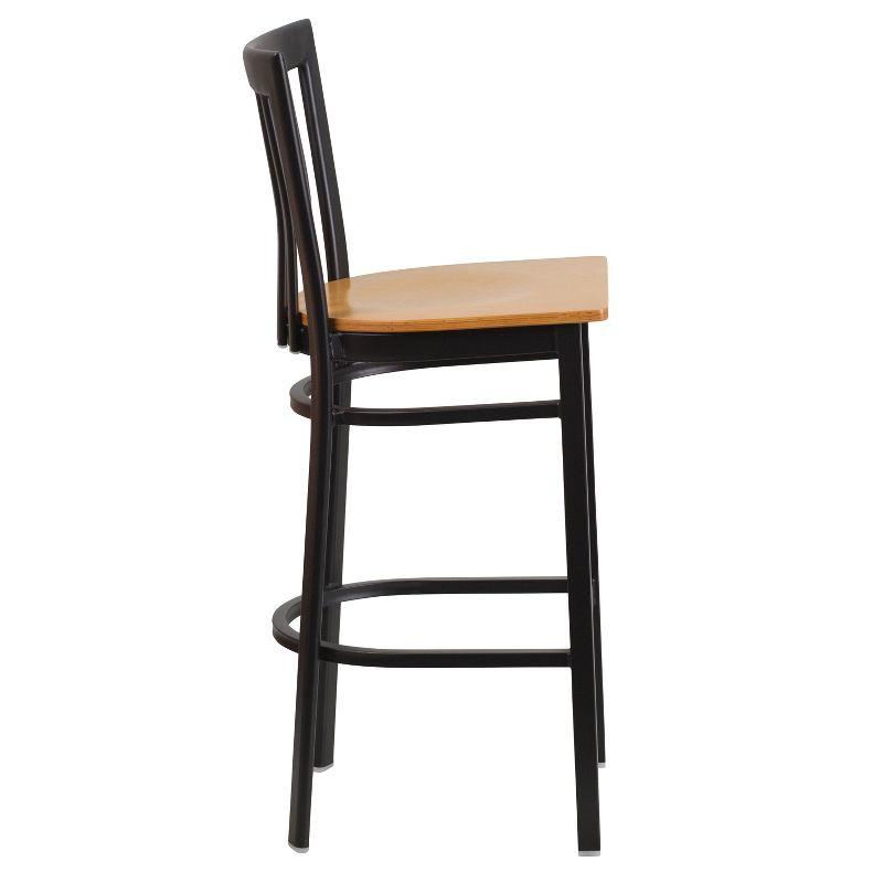 Black Metal Barstool with Natural Wood Seat