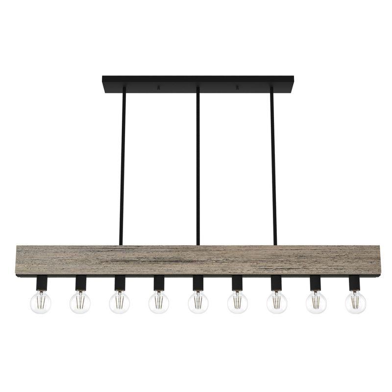 Donelson Rustic Iron 9-Light Wood Accented Linear Chandelier