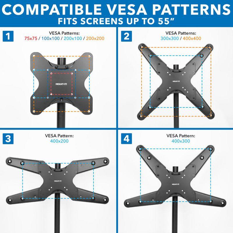 Mount-It! TV Pole Mount, Full Motion Bracket for TVs up to 55 in. | VESA Compatible | Articulating Arm w/ Clamp Mounting Base for Indoor & Outdoor Use