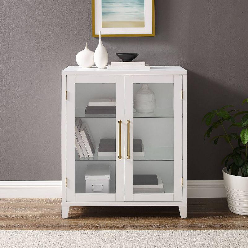 Crosley 36" Roarke Stackable Glass Door Kitchen Pantry Storage Cabinet White