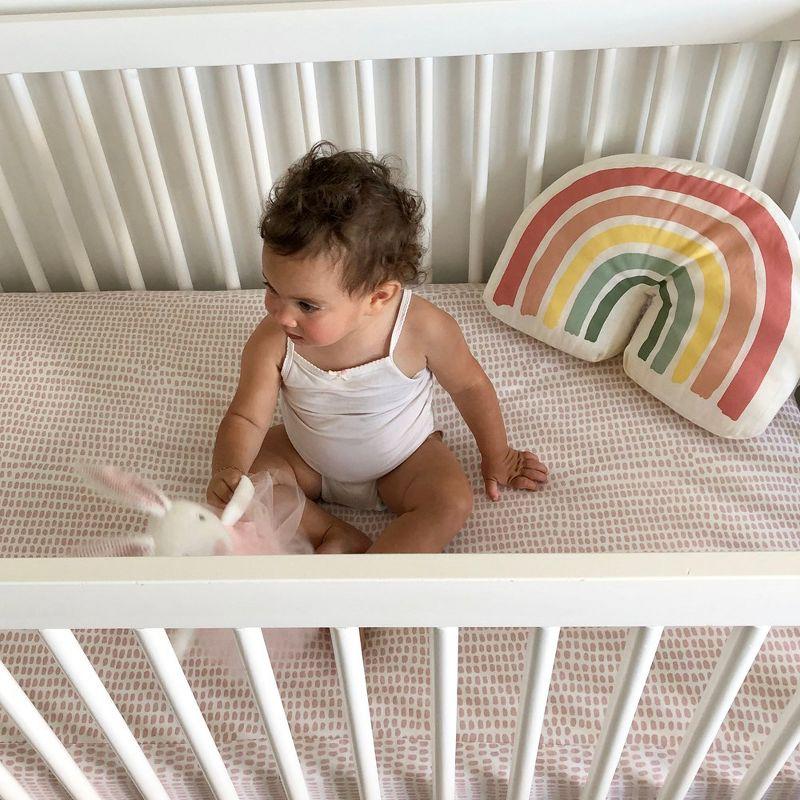Ely's & Co. Baby Fitted Waterproof Crib Sheet  100% Combed Jersey Cotton  Mauve Pink Stripes & Splash 2 Pack