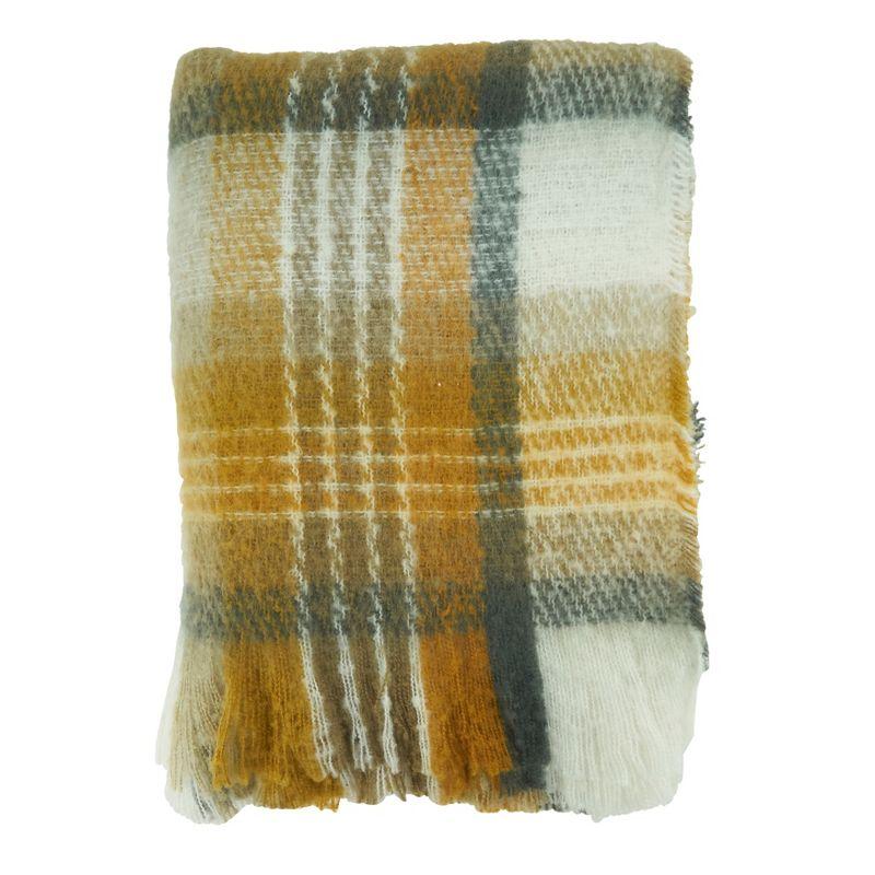 Cozy Wool Machine Washable Check Throw Blanket