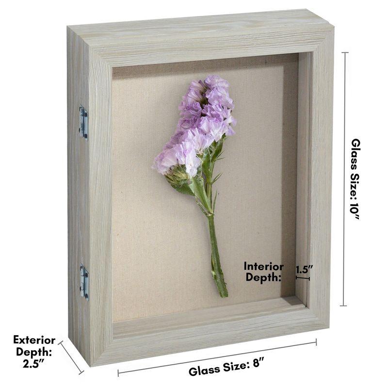 Americanflat 8x10 Front Loading Shadow Box Frame and Display Case for Keepsakes - Grey Wood