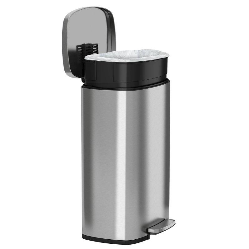 halo quality 13gal Premium SoftStep Stainless Steel Step Trash Can: Kitchen, Nonslip Base, Removable Inner Bucket, Silver