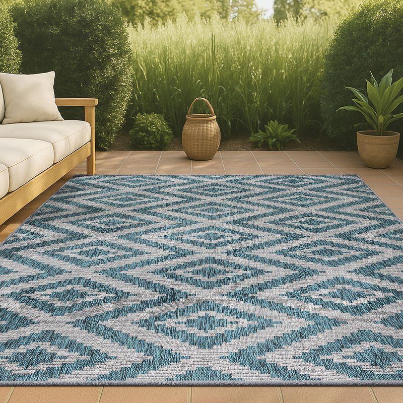 5'x8' Sintra Diamond Indoor/Outdoor Area Rug, Blue/Gray - JONATHAN Y