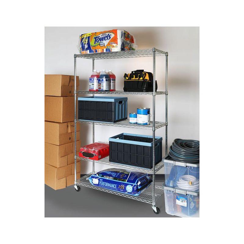 UltraDurable 48'' W x 18" D 5-Tier NSF-Certified Steel Shelving with Wheels