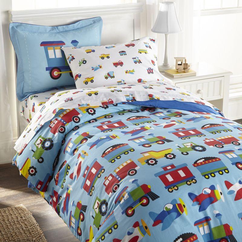 Wildkin Kids Full Blue Cotton Duvet Cover with Playful Designs