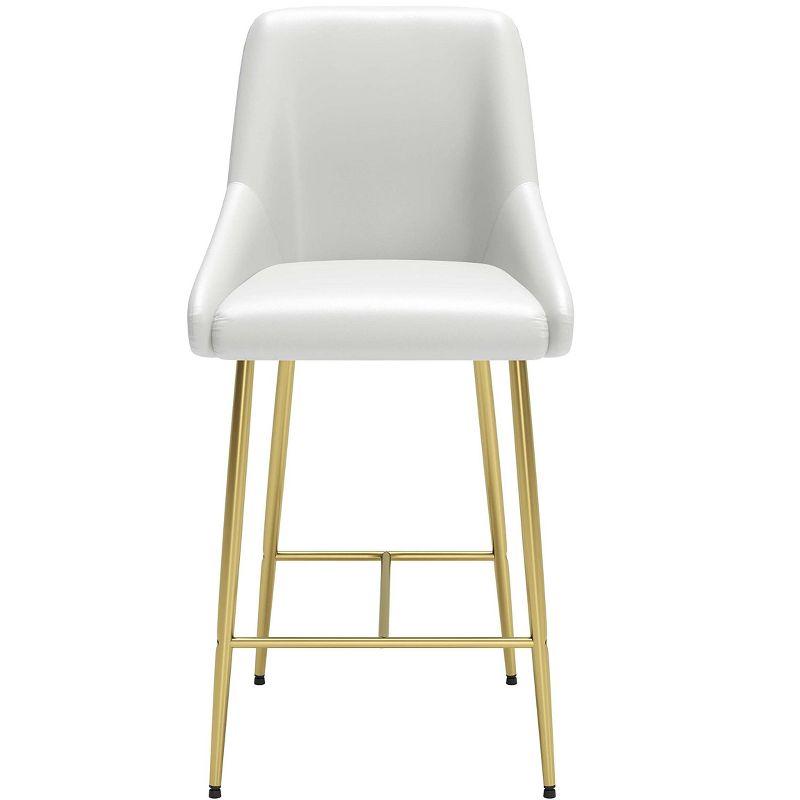 White and Gold Matte Finish Counter Stool