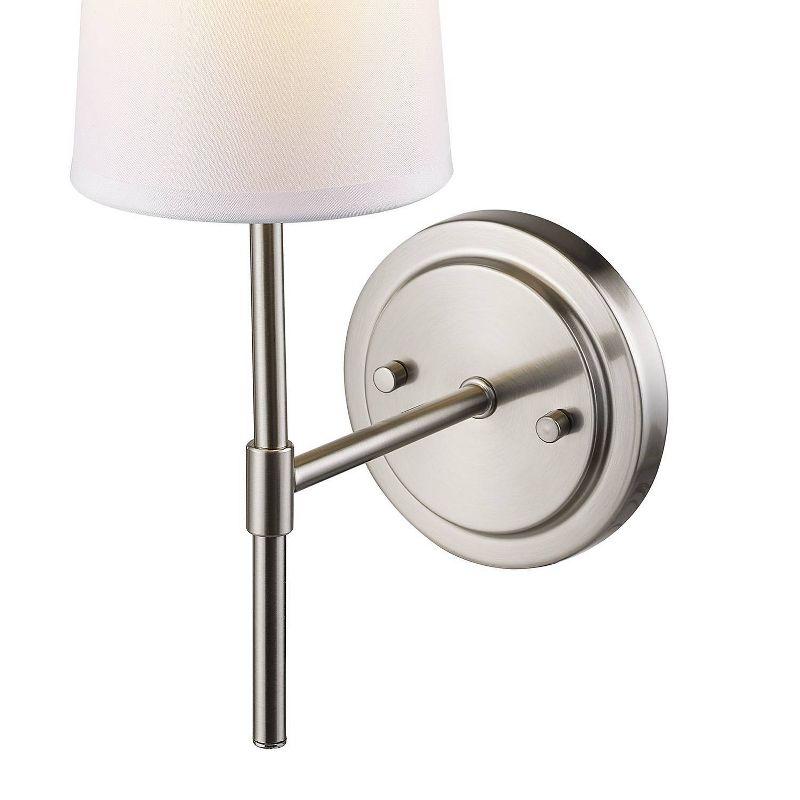 Clarissa Brushed Nickel Modern Glam Lantern Wall Sconce with White Shade