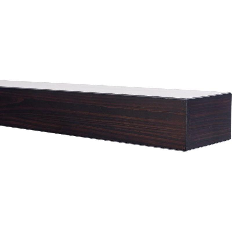 Austin 60" Pine Wood Floating Mantel Shelf in Coffee Bean