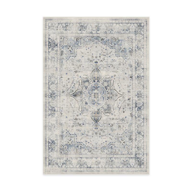 Blue Quartz 6' x 9' Washable Synthetic Flatwoven Area Rug