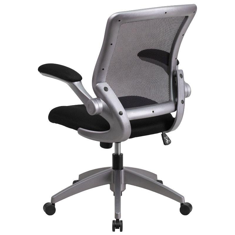 Flash Furniture Mid-Back Black Mesh Swivel Ergonomic Task Office Chair with Gray Frame and Flip-Up Arms