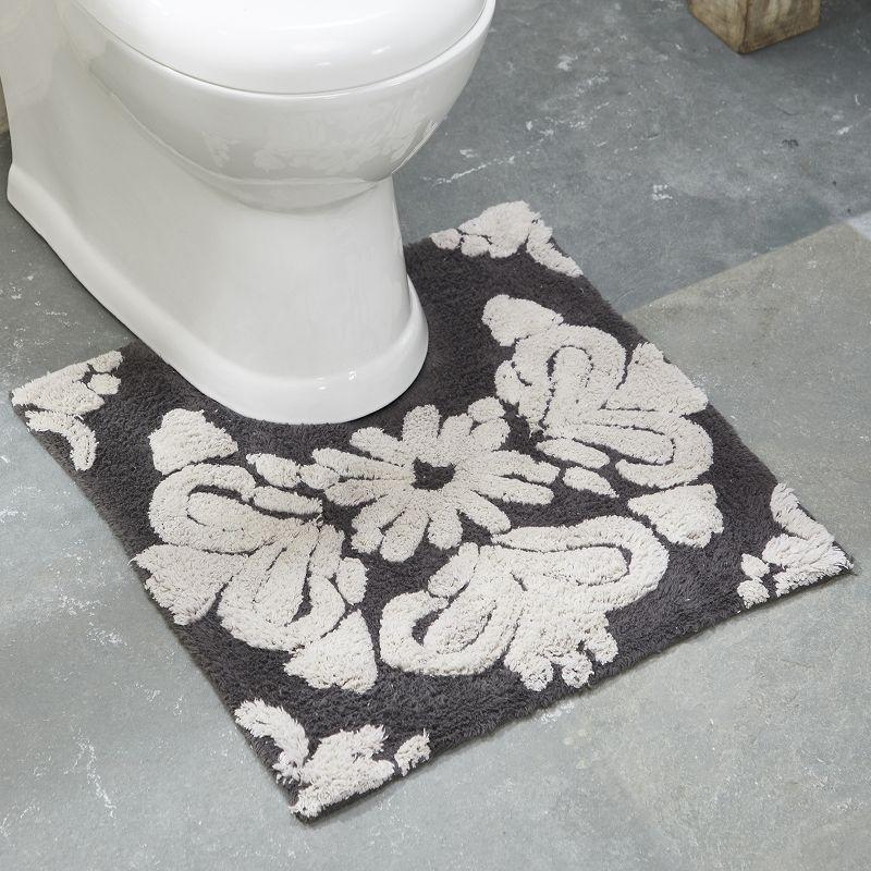 Better Trends Medallion 100% Cotton Tufted Non- Slip Backing 3 PC (17"x24"|20"x20"|21"x34") Bath Rug Set - Charcoal