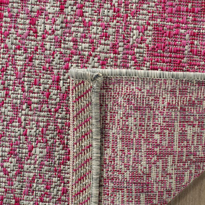 Courtyard CY8736 Power Loomed Indoor and Outdoor Area Rug - Light Grey/Fuchsia - 6'7"x9'6" - Safavieh