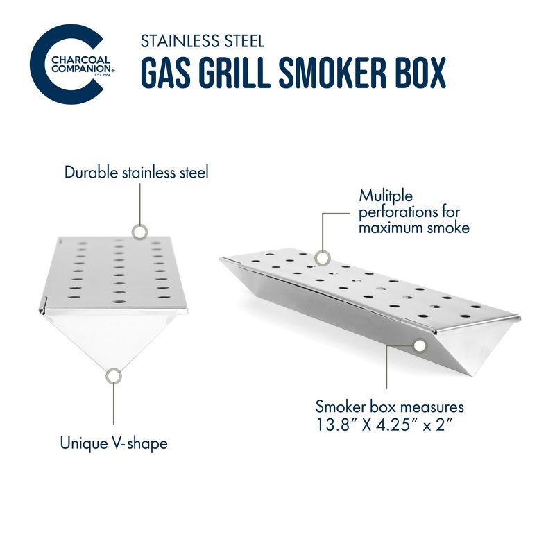 Charcoal Companion Large Nonstick V-Shaped Smoker Box for Gas Grills, Provides Great Smoky Flavor