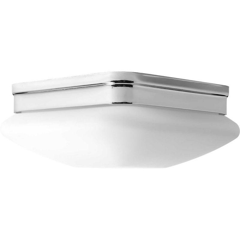 Progress Lighting, Appeal Collection, 2-Light Flush Mount, Polished Chrome, Square Etched Opal Glass