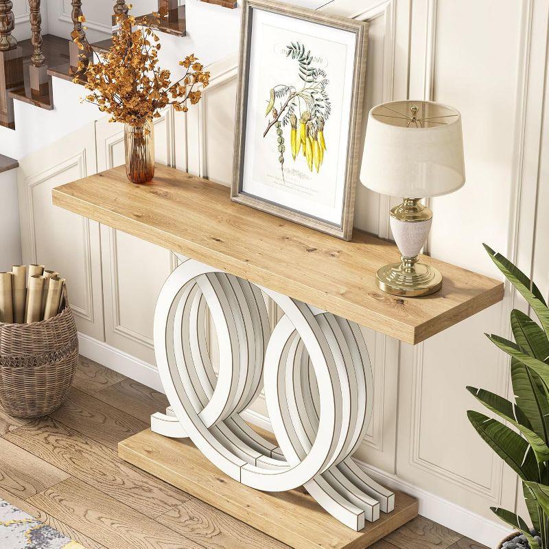 Farmhouse Console Sofa Table, 55 Inches Entryway Hallway Foyer Table White