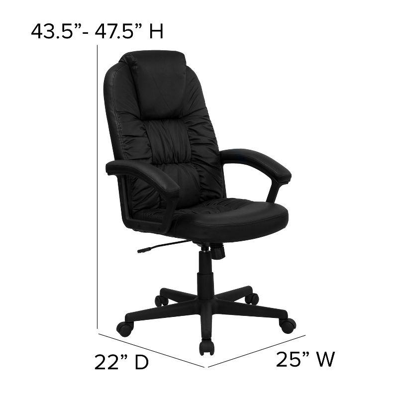 Flash Furniture Hansel High Back Black LeatherSoft Executive Swivel Office Chair with Arms